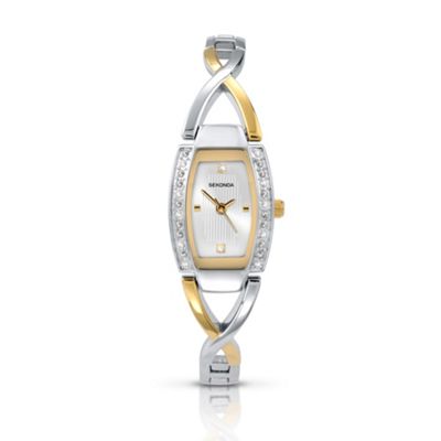 Ladies chrome coloured two-tone semi-bangle bracelet watch 4605.27